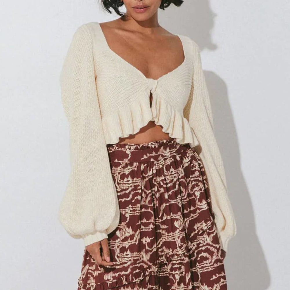 Cleobella Women's Loura Sweater Knit Stretch Cream Size S NWT